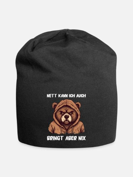 Bär Bären Grizzlybär Braunbär - Jersey-Beanie - Schwarz