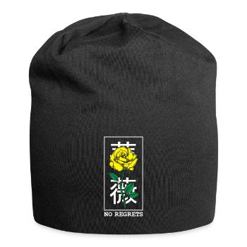 Black Rose No Regrets Floral Flower Rose - Jersey Beanie - black - Front