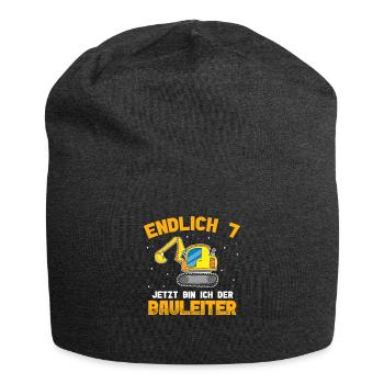 Endlich 7. Geburtstag Bagger Bauleiter - Jersey-Beanie - Anthrazit - Vorne
