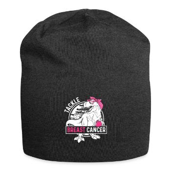 Tackle Breast Cancer Football Dinosaur - Jersey Beanie - charcoal grey - Front