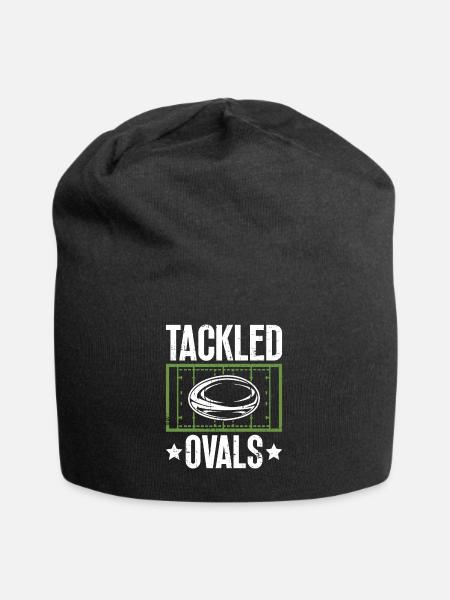 Tackled Ovals - Funny Rugby - Jersey Beanie - black