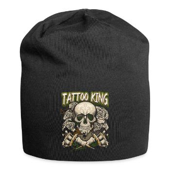 Tattoo Spruch, Skull, Tätowierung, Totenkopf - Jersey-Beanie - Schwarz - Vorne
