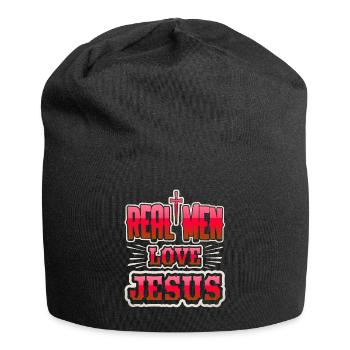 Jésus-Christ, disant que les vrais hommes aiment Jésus - Bonnet en jersey - noir - Devant