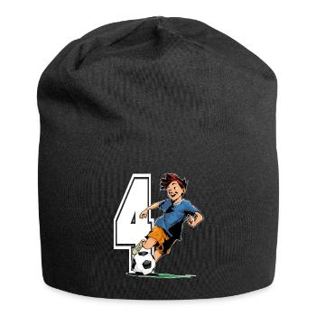 4 Year Old Footballer & Soccer Children's Birthday Party - Jersey Beanie - black - Front