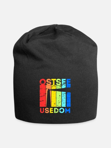 Usedom Insel Ostsee Leuchtturm Urlaub Idee - Jersey-Beanie - Schwarz
