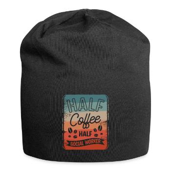 Halb Kaffee halb Sozialarbeiter Kaffeeliebhaber - Jersey-Beanie - Schwarz - Vorne