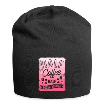 Halb Kaffee halb Sozialarbeiter Kaffeeliebhaber - Jersey-Beanie - Schwarz - Vorne