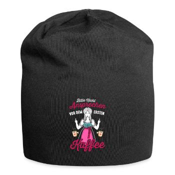 Bitte Nicht Ansprechen Vor Dem Ersten Kaffee - Jersey-Beanie - Schwarz - Vorne