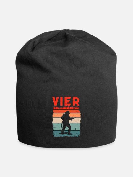 4. Geburtstag Feuerwehr 4 Jahre Feuerwehrmann - Jersey-Beanie - Schwarz