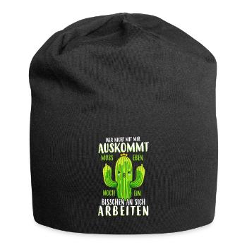 Wer mit mir nicht auskommt - Jersey-Beanie - Schwarz - Vorne