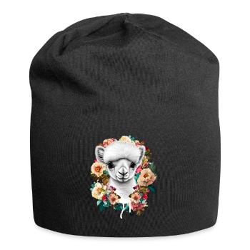 Alpaka - Jersey-Beanie - Schwarz - Vorne