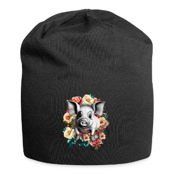 Schwein - Jersey-Beanie - Schwarz - Vorne