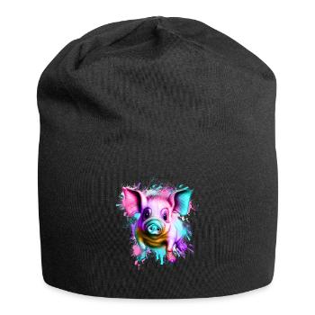 Schwein - Jersey-Beanie - Schwarz - Vorne