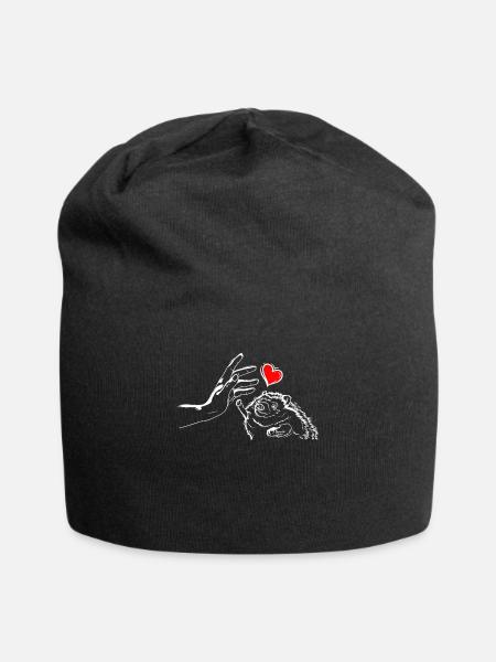 Igel Herz Händchen Halten mit Igel - Jersey-Beanie - Schwarz