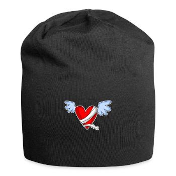 Coeur Ange Ailes d’Ange - Bonnet en jersey - noir - Devant