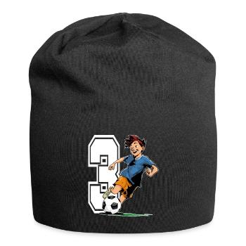 Football Birthday - 3 ans garçon - 3ème année garçon - 3ème anniversaire - Bonnet en jersey - noir - Devant