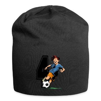 Football Birthday - 4 years old Boy - 4. - Jersey Beanie - black - Front