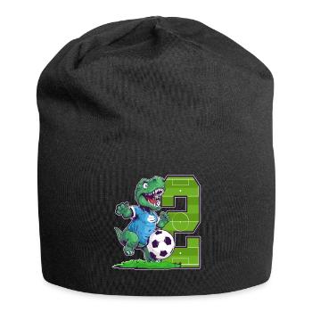 Fußball Dino - 2 Jahr Alter Junge - 2. Geburtstag - Jersey-Beanie - Schwarz - Vorne