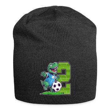 Fußball Dino - 2 Jahr Alter Junge - 2. Geburtstag - Jersey-Beanie - Anthrazit - Vorne