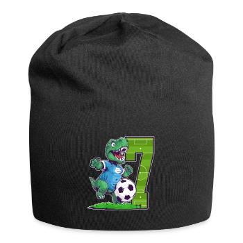 Fußball Dinosaurier - 7 Jahr Alter Junge - 7. - Jersey-Beanie - Schwarz - Vorne