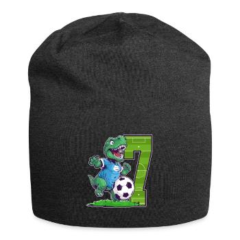 Fußball Dinosaurier - 7 Jahr Alter Junge - 7. - Jersey-Beanie - Anthrazit - Vorne