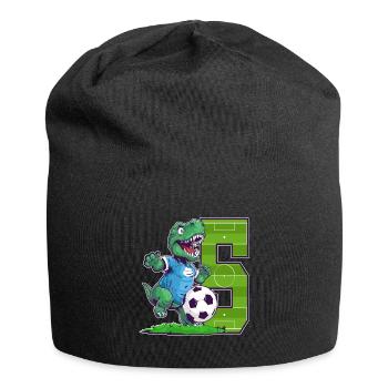 Fußball Dinosaurier - 5 Jahr Alter Junge - 5. - Jersey-Beanie - Schwarz - Vorne