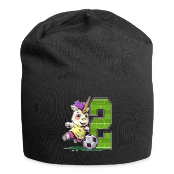 Fußball Einhorn - 2 Jahr Altes Mädchen - 2. - Jersey-Beanie - Schwarz - Vorne