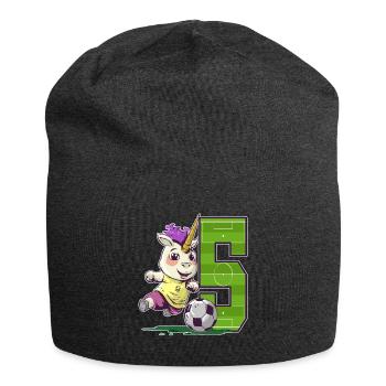 Soccer Unicorn - 5 Years Girl - 5th Birthday - Jersey Beanie - charcoal grey - Front