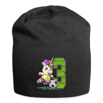 Fußball Einhorn - 3 Jahr Altes Mädchen - 3. - Jersey-Beanie - Schwarz - Vorne