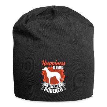 Podenco makes happy Spanish greyhound - Jersey Beanie - black - Front