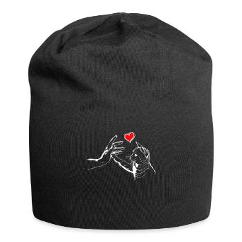 Katze Herz High Five - Jersey-Beanie - Schwarz - Vorne