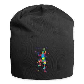 Low Poly Bergsteiger Polygon Wandklettern - Jersey-Beanie - Schwarz - Vorne
