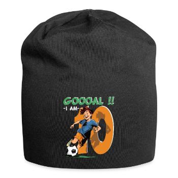Football Birthday - 10 years old boy - 10. - Jersey Beanie - black - Front
