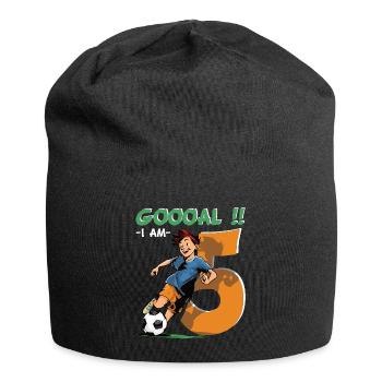 Football Birthday - 5 years old Boy - 5. - Jersey Beanie - black - Front