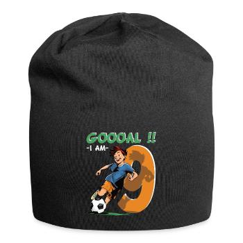 Football Birthday - 9 years old boy - 9. - Jersey Beanie - black - Front