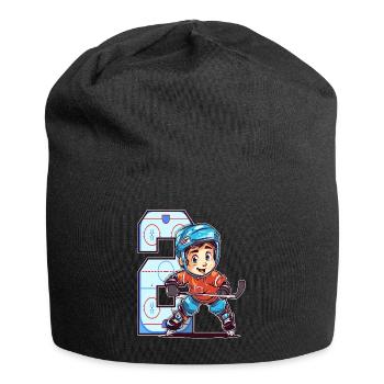 Ice Hockey Geburtstag - 2 Jahre Alter Junge - 2. - Jersey-Beanie - Schwarz - Vorne