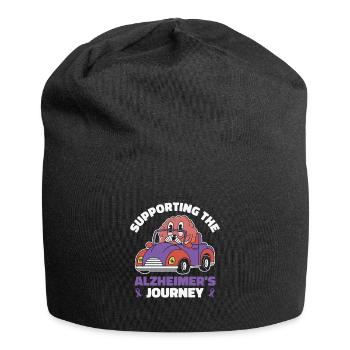 Alzheimer-Bewusstsein Purple Ribbon Gehirn - Jersey-Beanie - Schwarz - Vorne