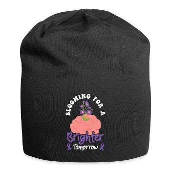Alzheimer-Bewusstsein Purple Ribbon Gehirn - Jersey-Beanie - Schwarz - Vorne