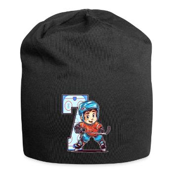 Ice Hockey Geburtstag - 7 Jahre Alter Junge - 7. - Jersey-Beanie - Schwarz - Vorne