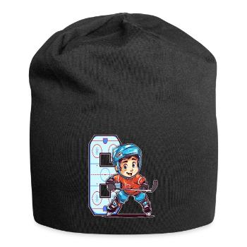 Anniversaire de hockey sur glace - 6 ans Garçon - 6. - Bonnet en jersey - noir - Devant