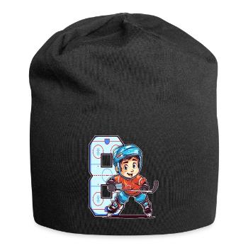 Anniversaire de hockey sur glace - garçon de 8 ans - 8. - Bonnet en jersey - noir - Devant