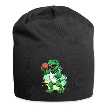 Basketball Dino - Kinder Dinosaurier - Jersey-Beanie - Schwarz - Vorne