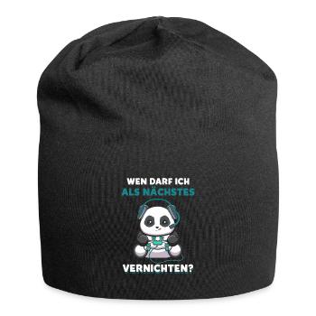 Wen Darf Ich Als Nächstes Vernichten Gaming Panda - Jersey-Beanie - Schwarz - Vorne