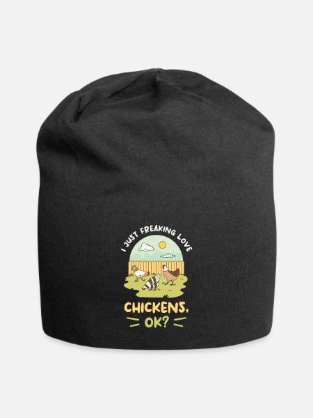 Ich verdammt liebe Hühner ok Hühnerliebhaber - Jersey-Beanie - Schwarz