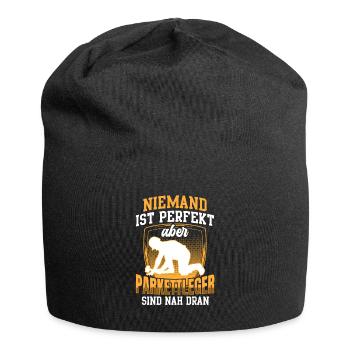 Parkettleger ist nicht perfekt Fußbodenleger - Jersey-Beanie - Schwarz - Vorne