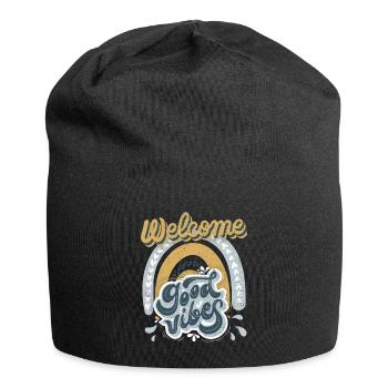 Welcome-Good-Vibes, Retro-Vintage Design Saying - Jersey Beanie - black - Front