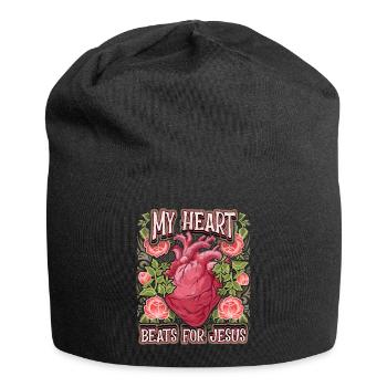 Anatomical heart, Jesus Christ saying, vintage - Jersey Beanie - black - Front