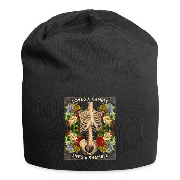 Biker design skeleton vintage roses funny saying - Jersey Beanie - black - Front