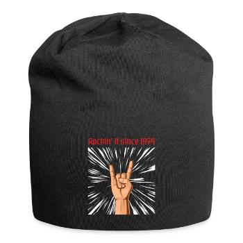 Rockin it since 1974 Heavy Metal Birthday Greeting - Jersey Beanie - black - Front