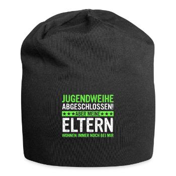 Jugendweihe Mädchen Junge Erwachsen - Jersey-Beanie - Schwarz - Vorne